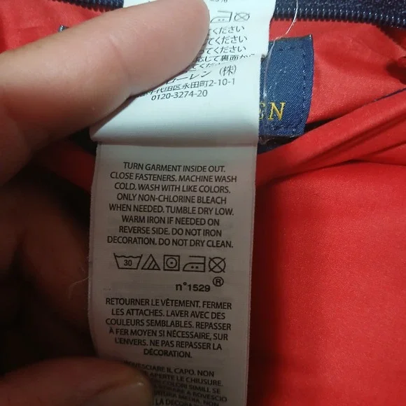 Kids Polo Ralph Lauren Reversible Puffer Vest Red Navy Logo Size L 14-16 - Picture 12 of 12